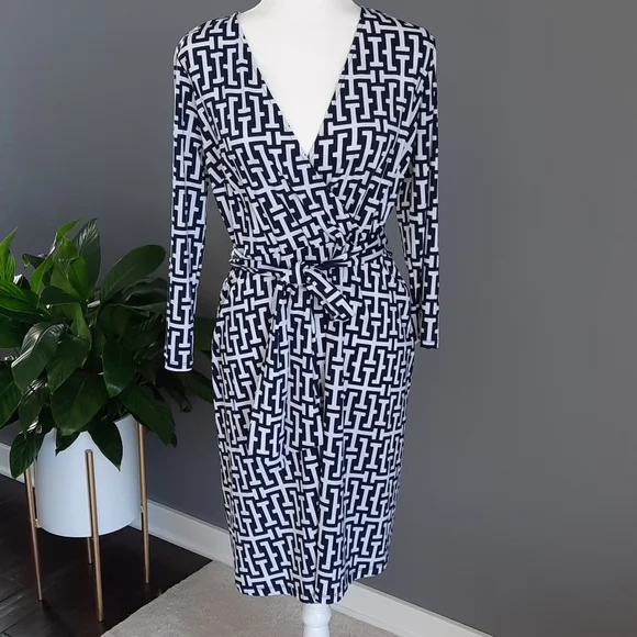 INC International Concepts | Dresses | Blue And White Geometric Print Dress  | Poshmark